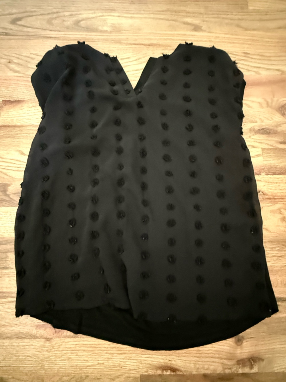 Papermoon Black Pom-Pom V-Neck Textured Blouse